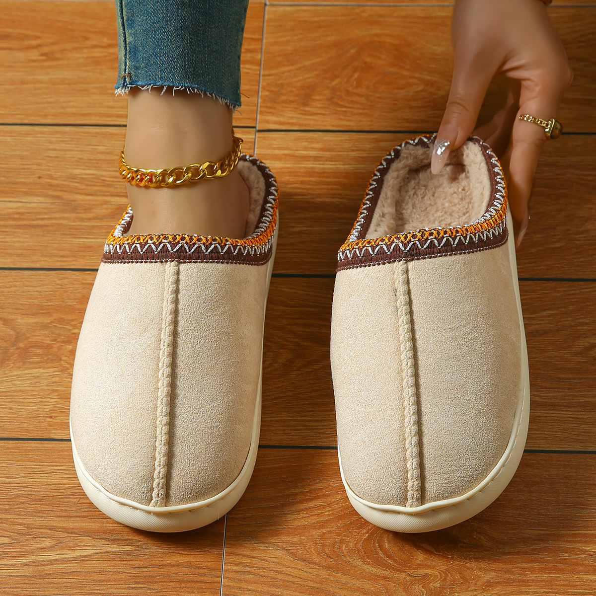 Warm Non-Slip Thick-Soled Cotton Women's Furry Slippers for Winter ddmymarket