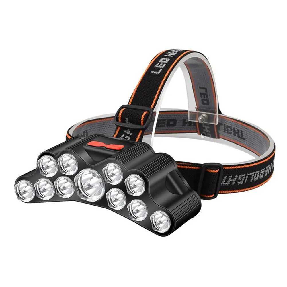 11 Core LED Headlamp ABS Headmounted 4 Modes Rechargeable Flashlight Outdoor Camping Fishing Light Builtin Battery Headlight J250925