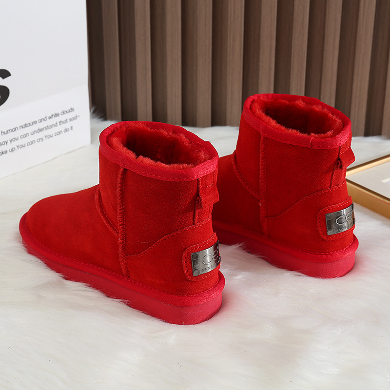 CE designer shoes Free shipping oxhide affordable luxury Winter anti slip snow boots with thick plush cotton shoes Exquisite