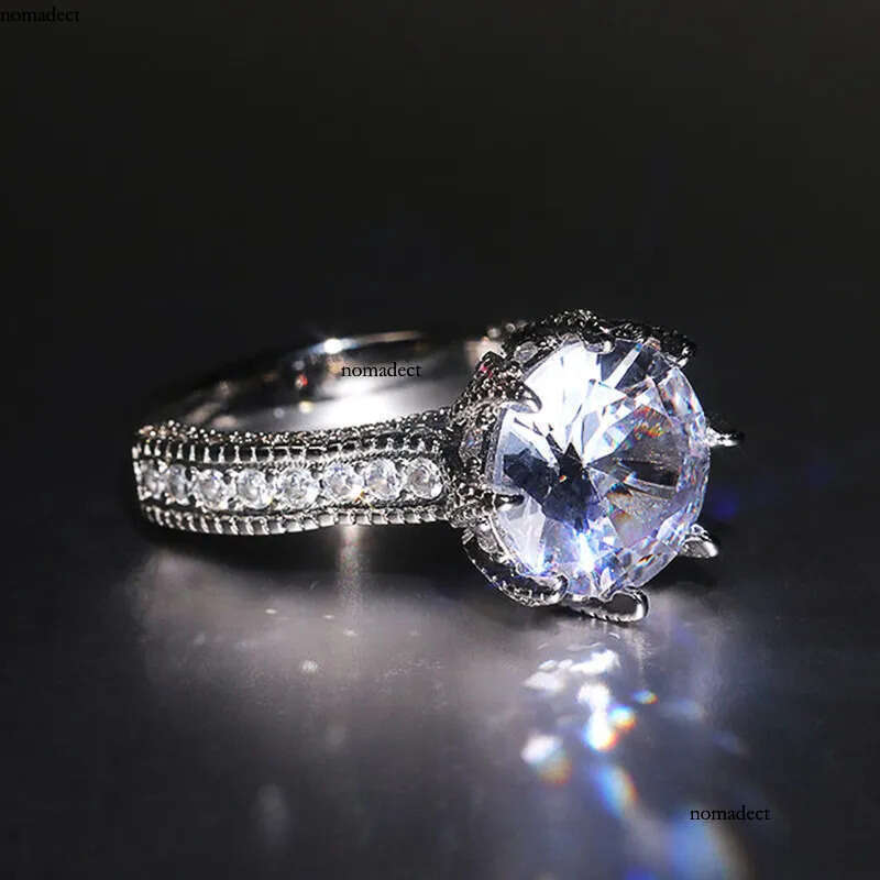 Wedding Oversized Sparkly Zircon Engagement For Women Fashion Dia Ring Jewelry 2d
