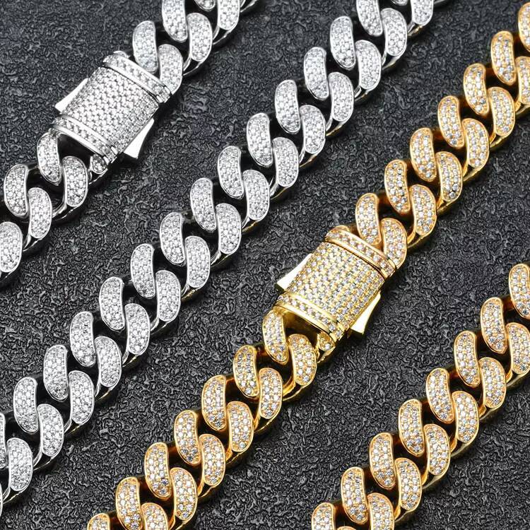 High Quality 925 Silver Moissanite Cuban Chain 12mm Iced Out Hip Hop Jewelry for Men Gift Idea with GRA Certificate