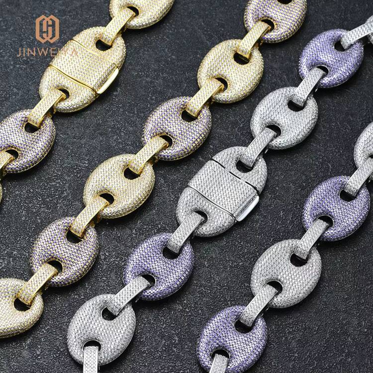 JWY 25mm Chunky Gold Plated Diamond Cuban Link Necklace Brass Jewelry with Moissanite for WomenMen for Parties and Gifts