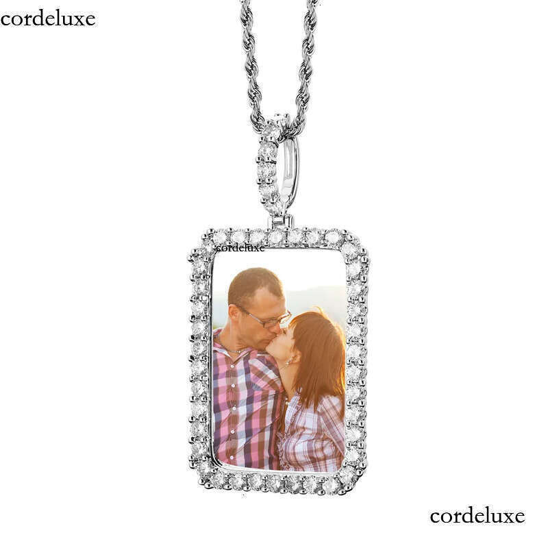 Custom Photos Necklace Fashion Gold Plated Square Memory Iced Out Pendant Mens Hip Hop Necklaces Jewelry 1f