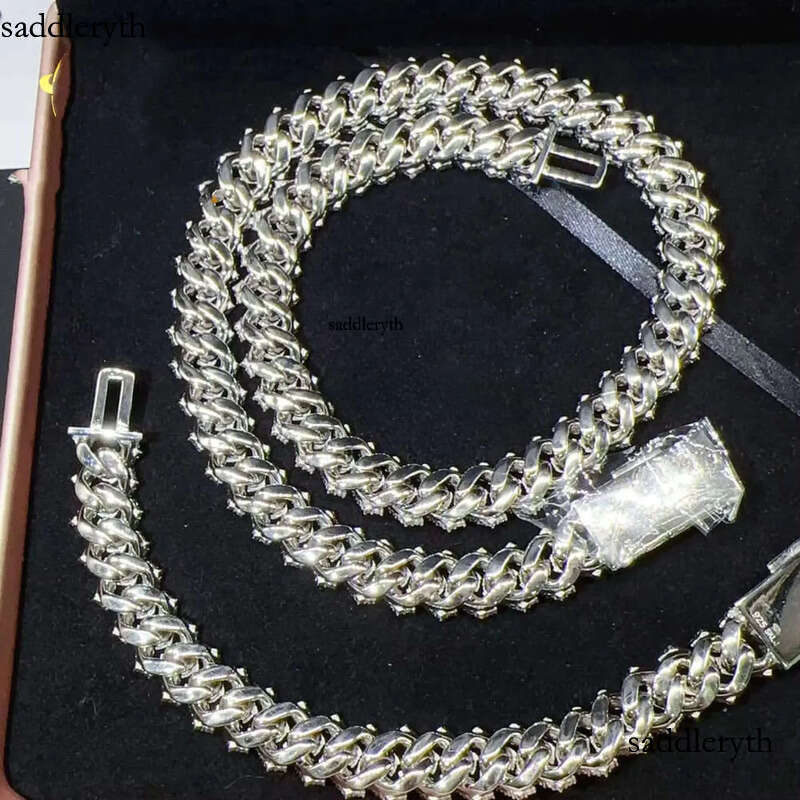 designer moissanite ice out dia 14mm wide GRA gold sterg sier cuban k chain for men fashion necklace with box da