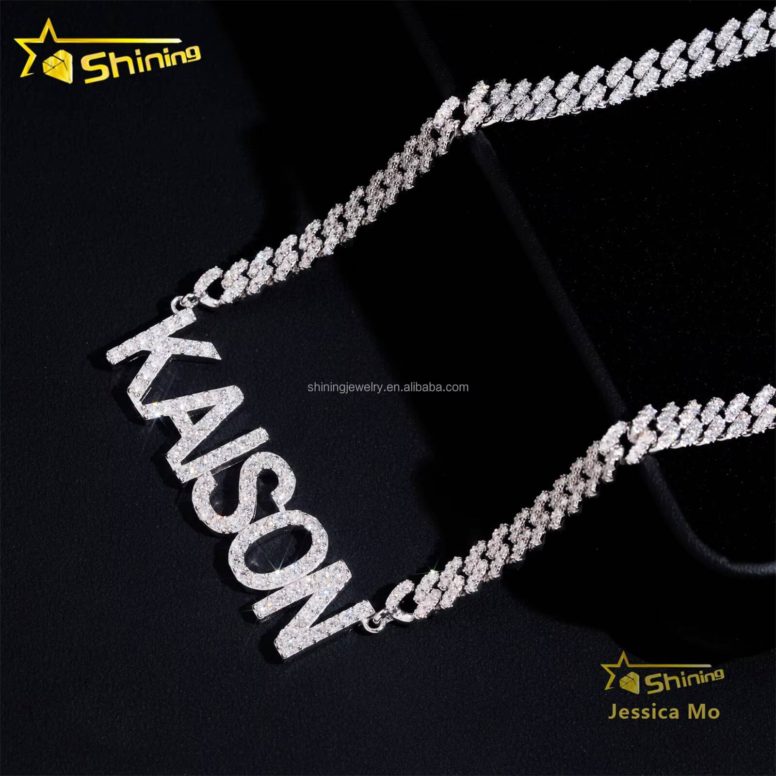 Personalized Elegant Women Gift Luxury Jewelry Iced Out Moissanite Diamond S925 Silver Name Initial Letter Pendant Necklace