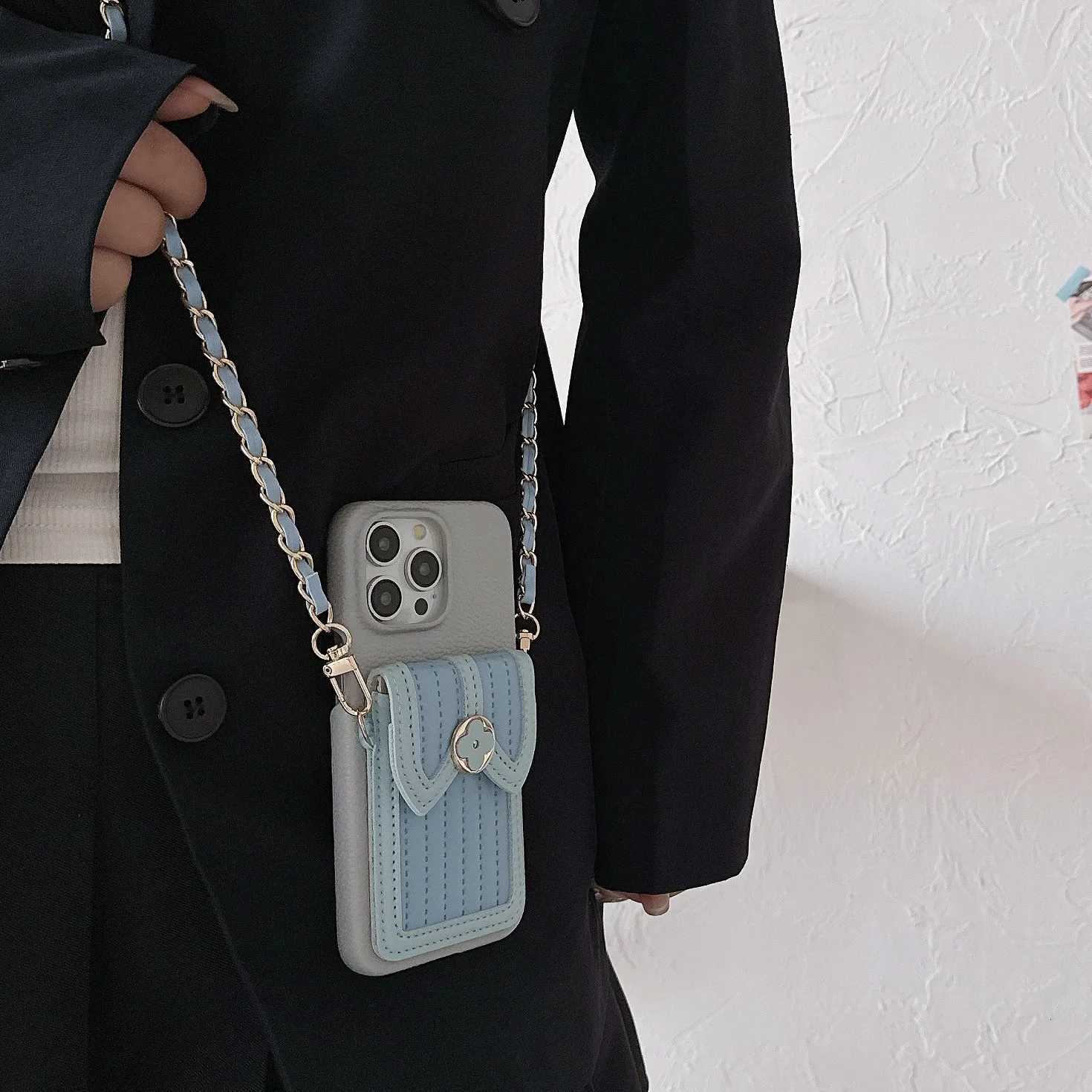 Luxury Crossbody Wallet with Card Holder Phone Case for IPhone 15 14 11 Pro Max 13 12 Mini XR XS Max PU Leather Prntion Cover Y250925