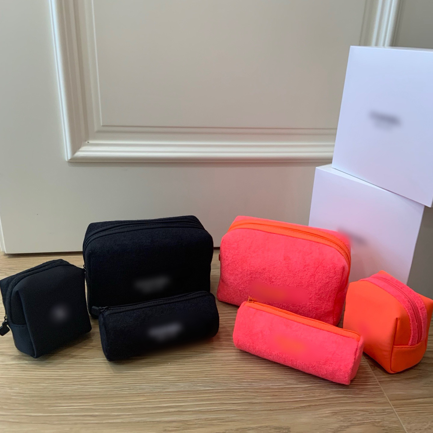 Three-piece Solid Color Square Loose Change, Candy-colored Plush Makeup Bag, High-end Makeup Peripheral Gift