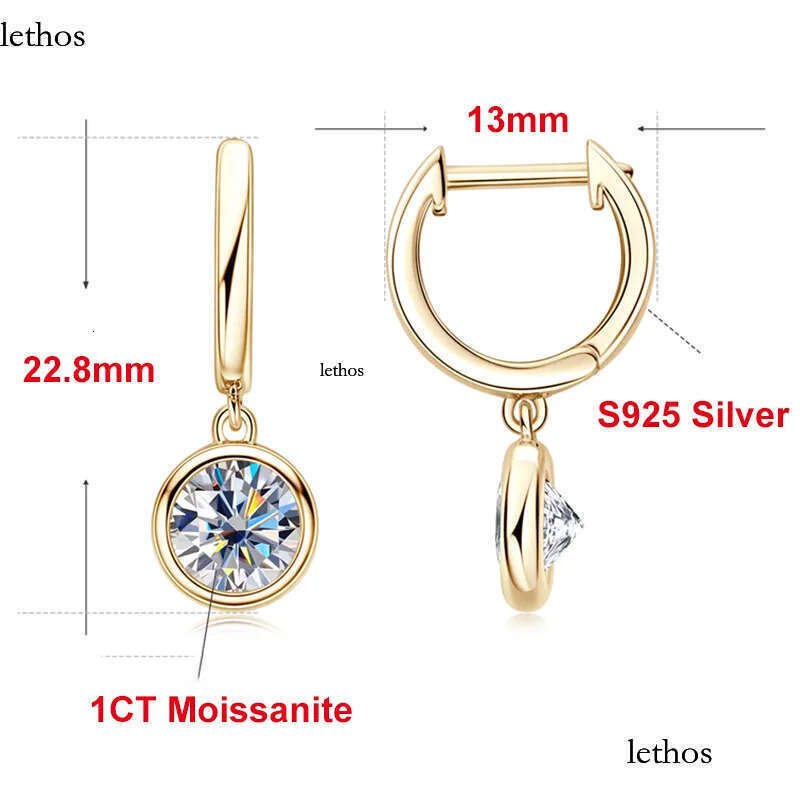 DJMAX 1CT for Women Top Original Sterling Sier Lady's Moissanite Dia Hoop Earrings New 2023 4c