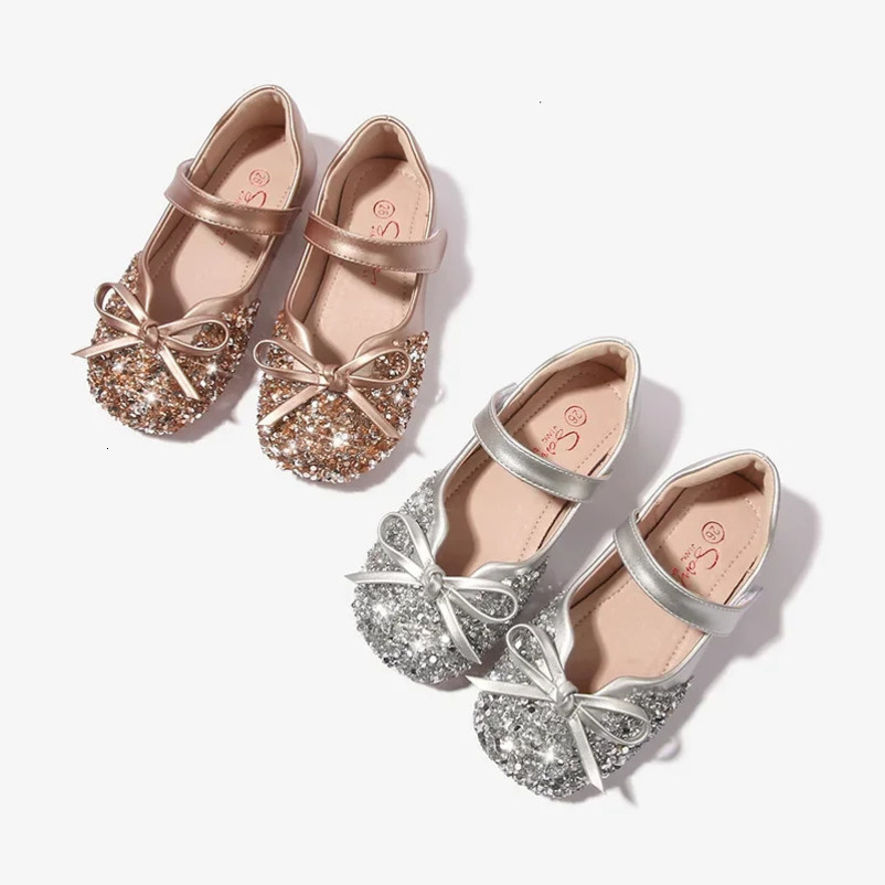 Girl Shoe Fashion Crystal Princess Shoe Versatile Sweet Kid Shoes Exquisite Elegant Flat Shoe Soft Sole Comfort Single Shoes 241219