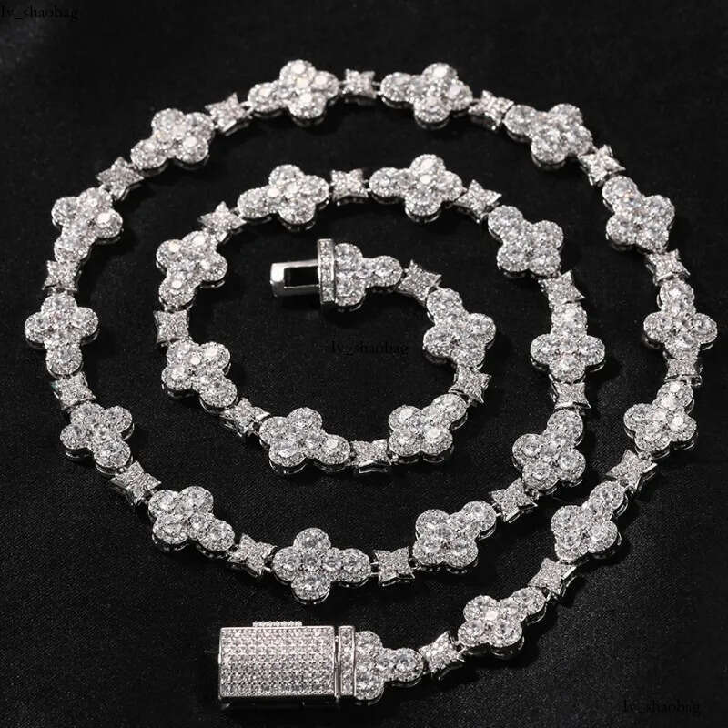 necklace moissanite chain 10mm16/18/20inch Gold Plated Bling CZ Cross Cuban Bracelet Links Hip Hop Jewelry For Men Women 825 aaa