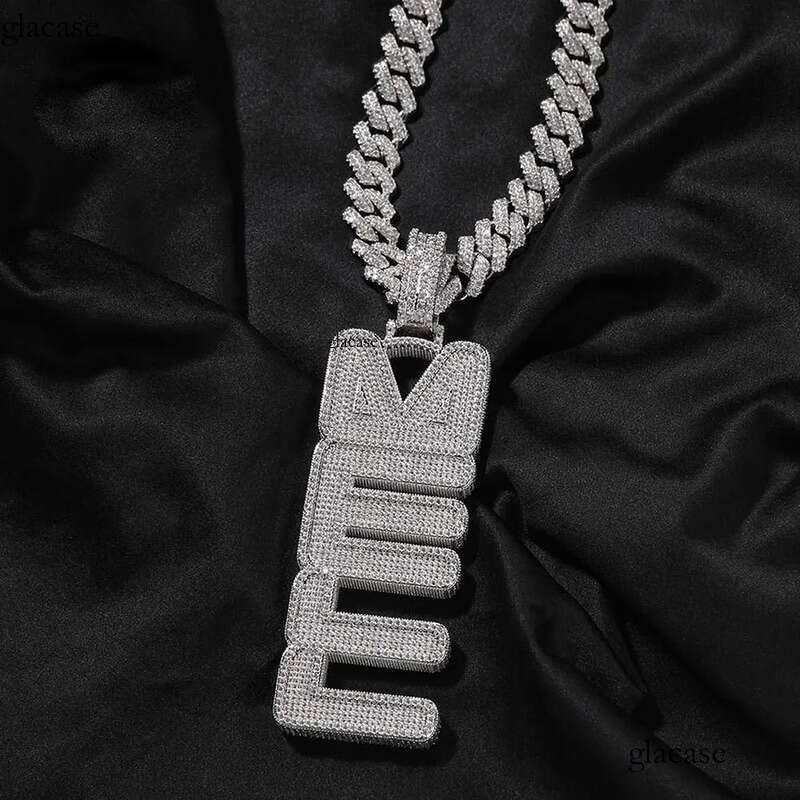 Hip Hop DIY Custom New Font Vertical A-Z Name Letters Pendant Necklace Jewelry 5f