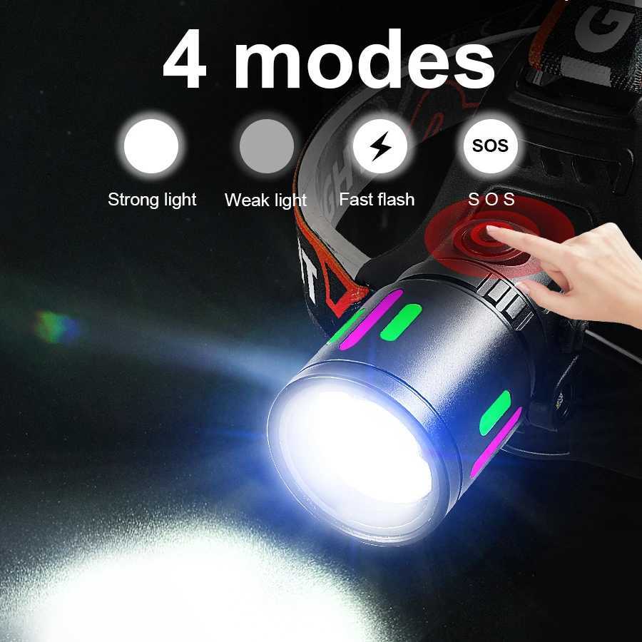 100000LM High Power LED Headlamp Alloy 5200mAh Work 12 Hours Headlight Rechargeable Head Lantern Work Fishing Front LED Head J250925