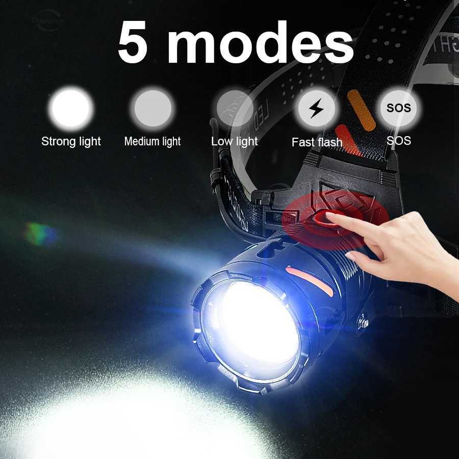 2025 46000000LM Powerful Headlamp Portable Rechargeable Lamp Super Powerful Head Flashlight Long Range LED Headlamp For Fishing J250925