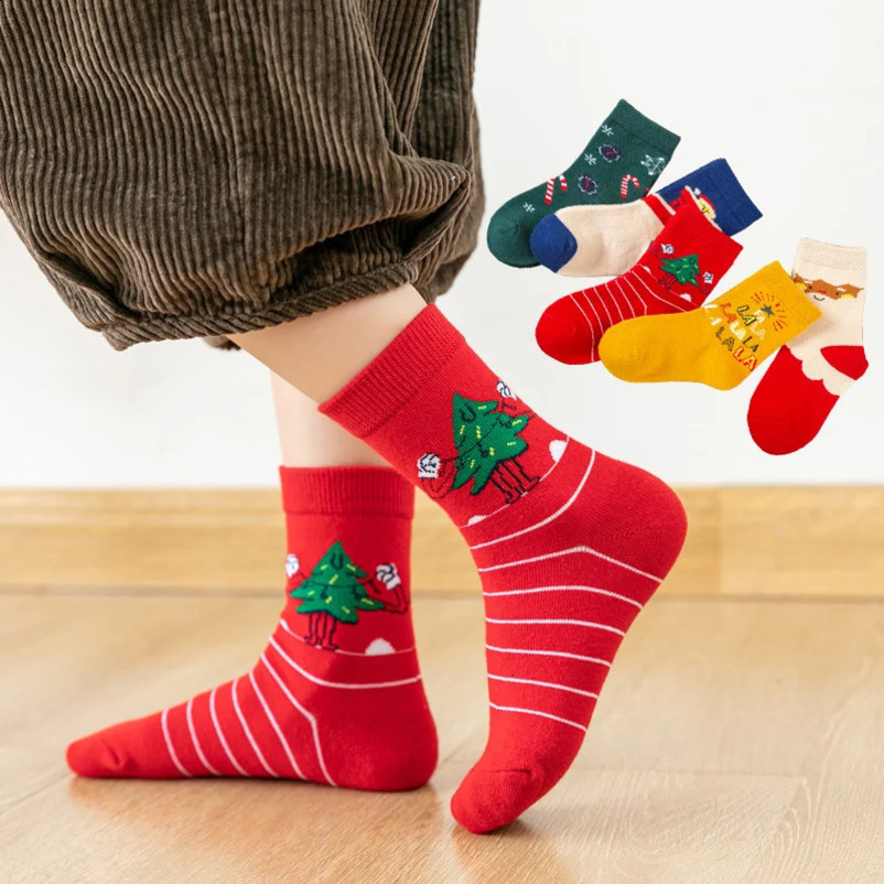 1-12 Year Childrens Socks Autumn Winter Socks Childrens Cotton Christmas Socks Student Girls Cartoon Cute Warm Socks 241118