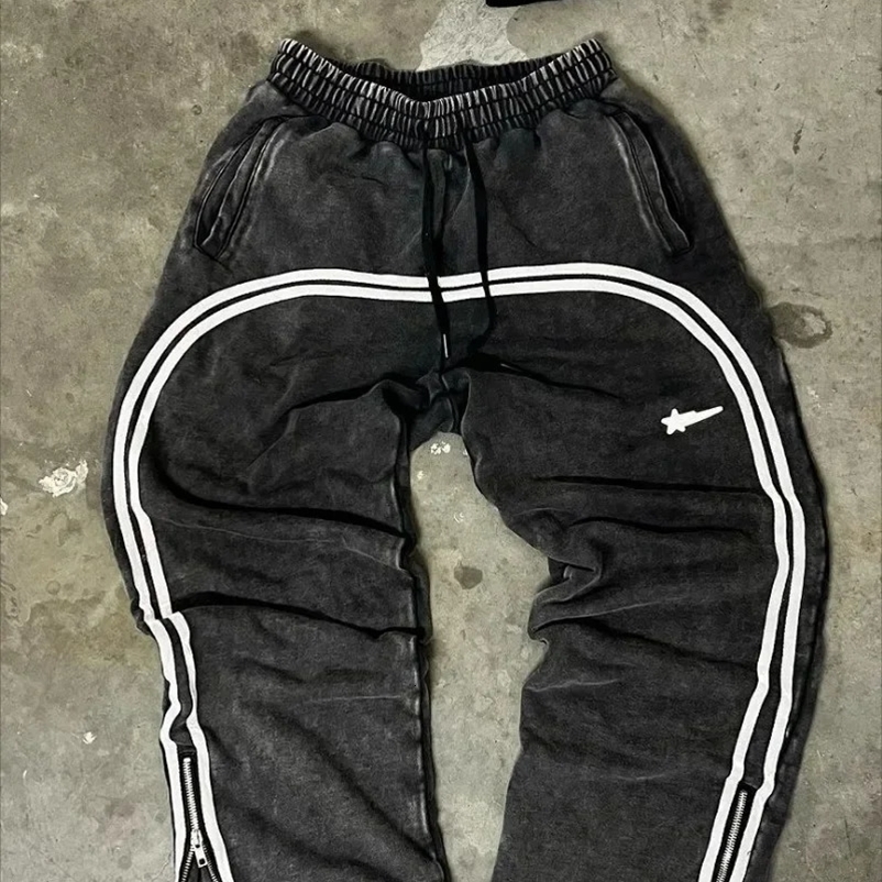 Korean Street Fashion Simple Striped Straight Casual Pants Men and Women Retro Streetwear Hip-hop Couple Loose Y2K Sweatpants 240911