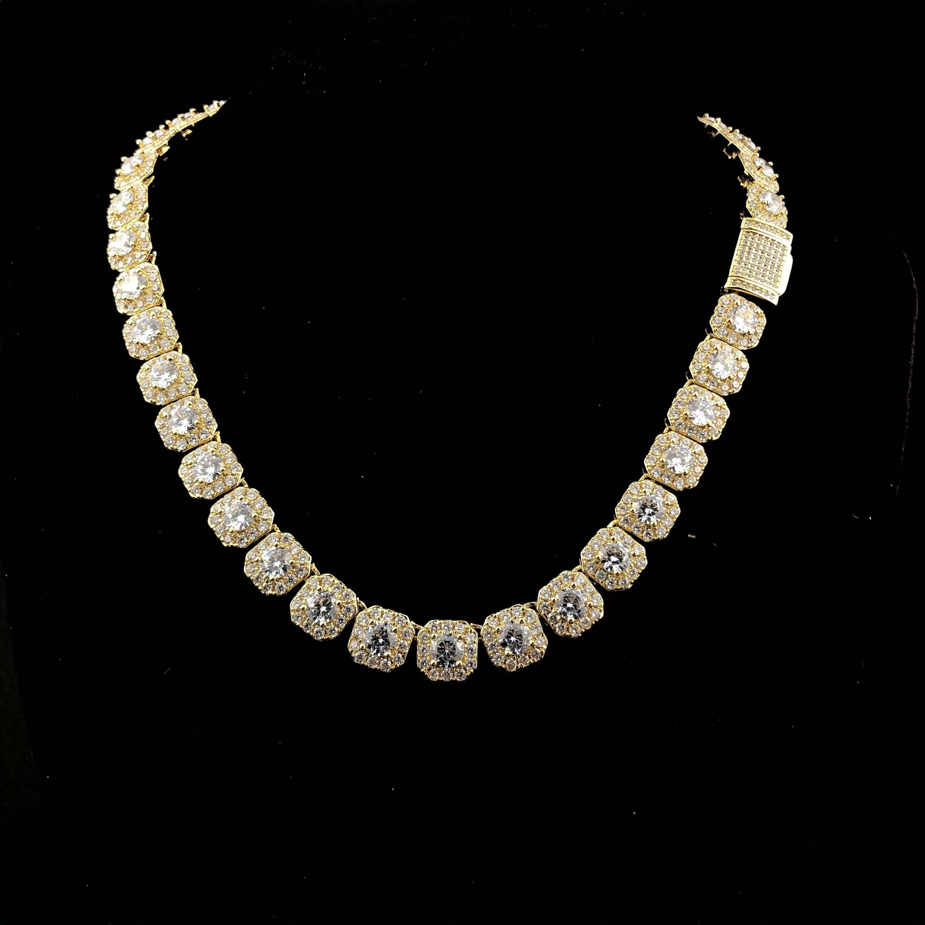 YSS Jewelry 10mm Mens Ice Clout Clustered Tennis Chain Necklaces