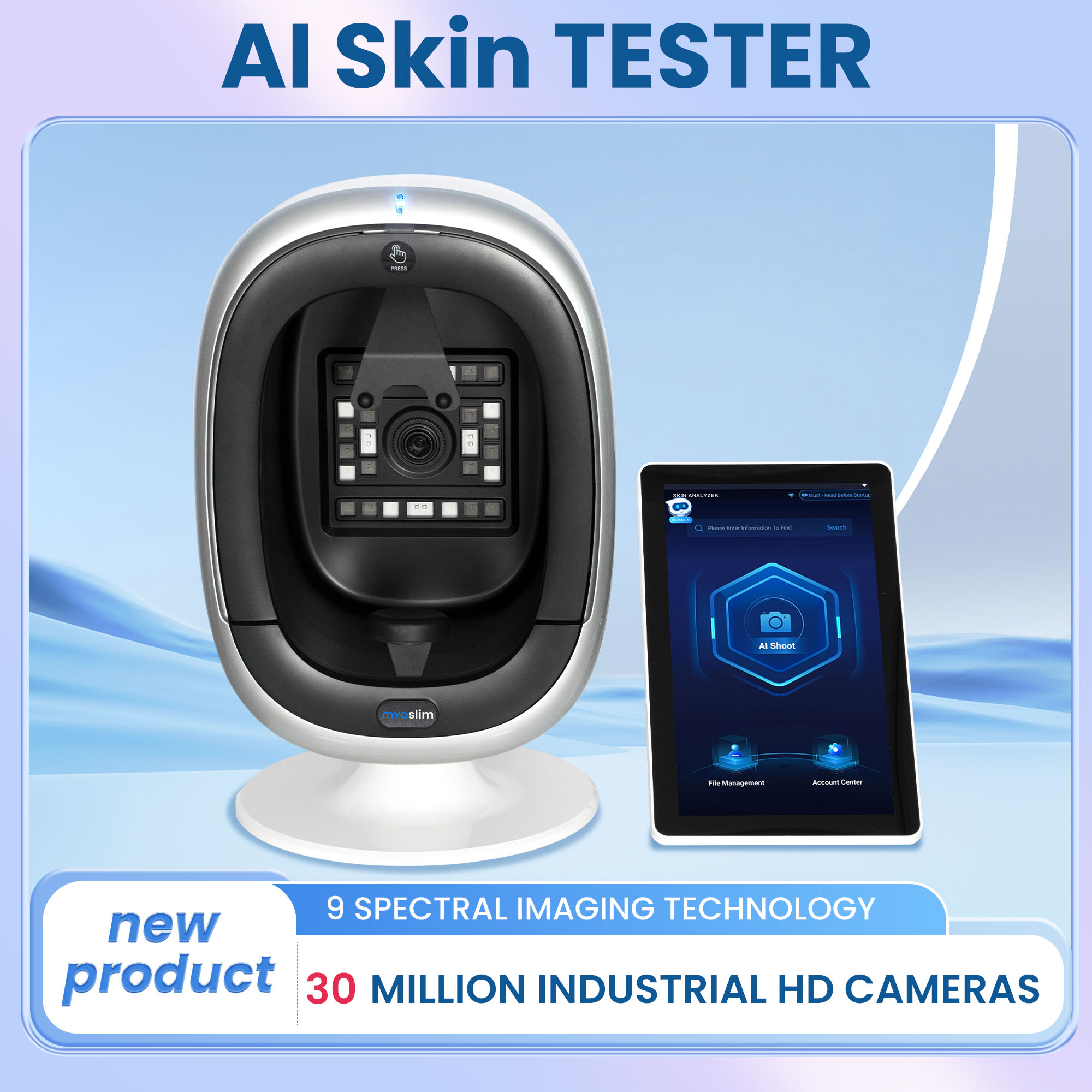 Professional 3D AI Facial Skin Analyzer 180 Degree All-Around Shooting, Magic Mirror Scanner & Acne Analysis Tool