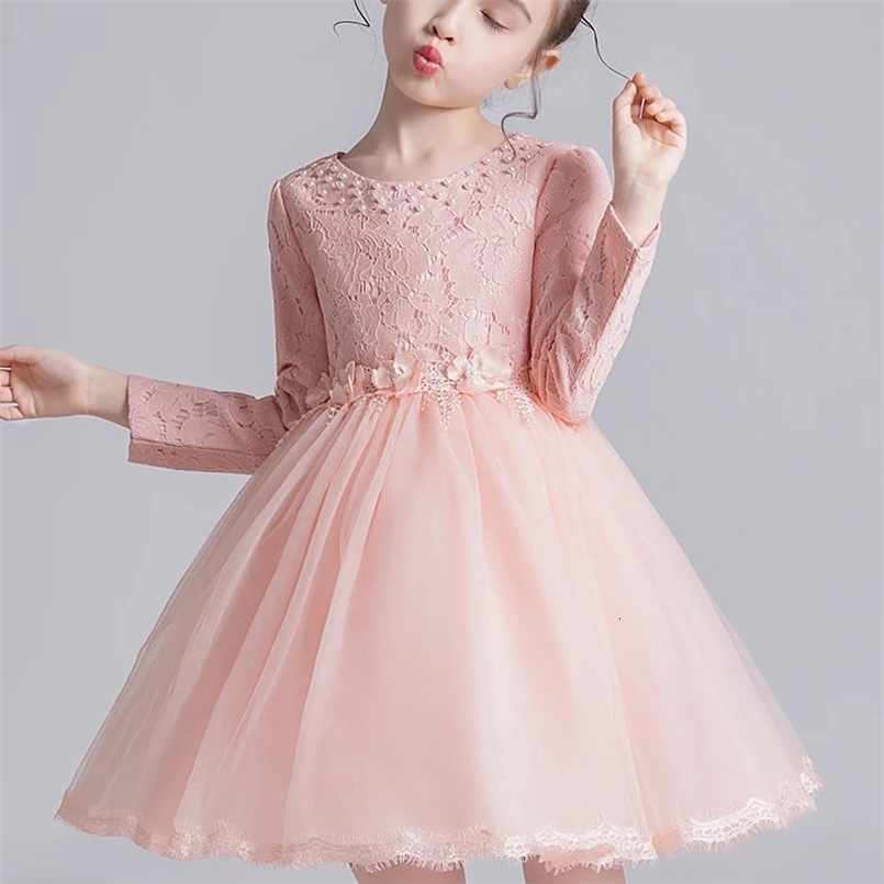 Kids Dresses For Girls 3-14 Wedding Party Frock Flower Beads Gown Princess Girls Dress Childrens Embroidery Tutu Dress cx2823 250107