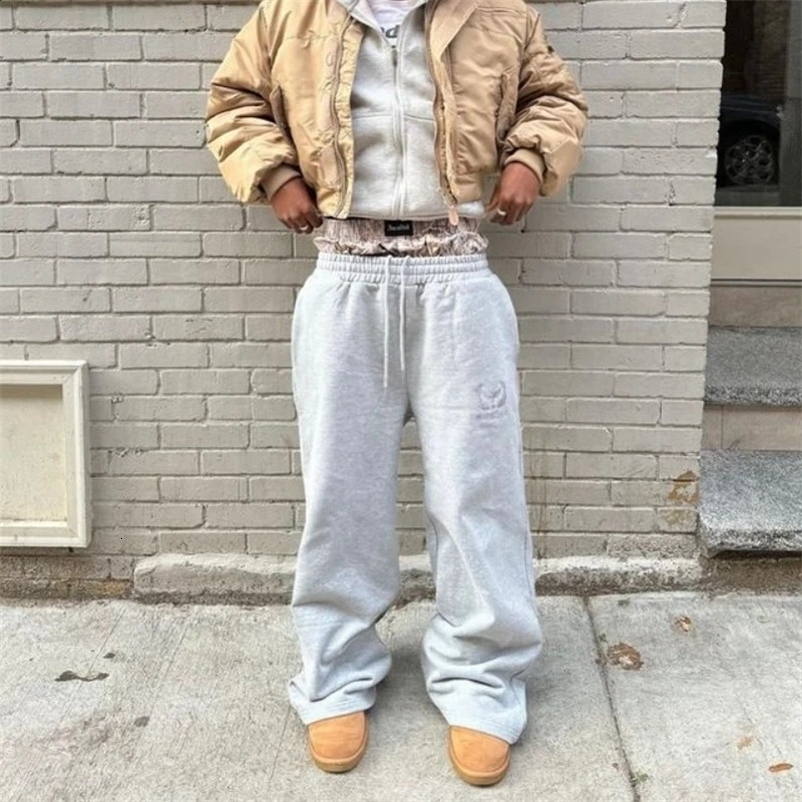 Y2K Hip Hop Sports Pants Retro Loose Embroidered Camo High Waist Casual Pants Harajuku Mens Fashion Wide Leg Pants 240930