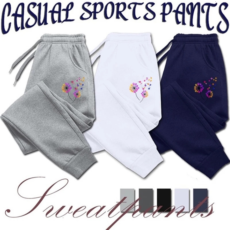Women's Pants Capris Women With Pockets Fit Elastic Drawstring Joggers Dandelion Print Pants with Pockets Casual Pants for Women 231212