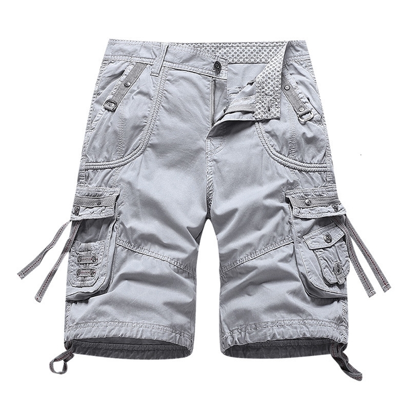 Men's Shorts Summer Cotton Men Short Pants Loose Absorb Sweat Cargo Shorts Men Fashion Overall Short Trousers Mens Casual Work Short 230426