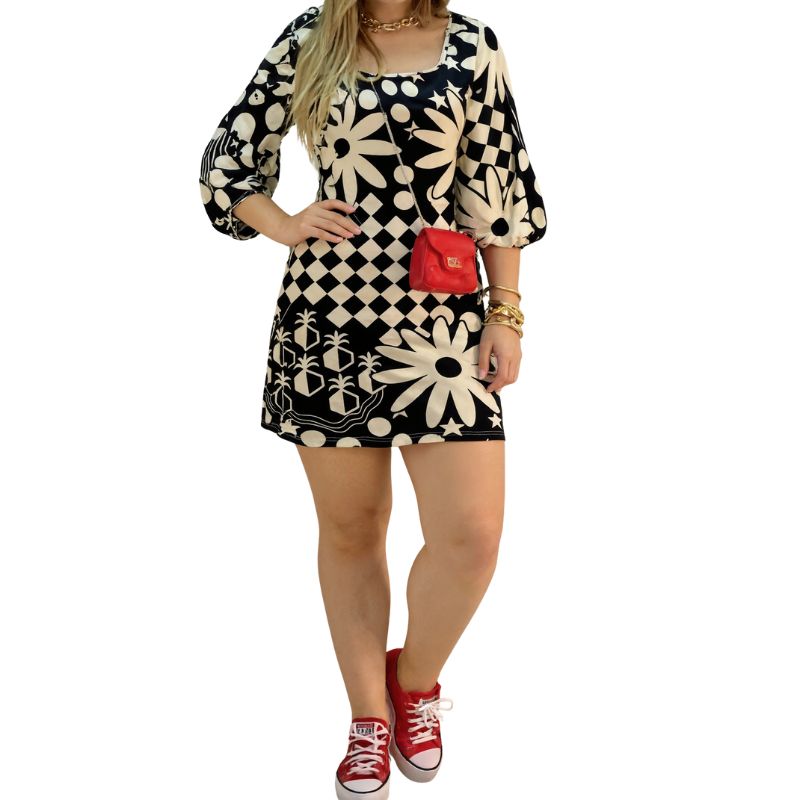 Women's Spring Summer Fashion Vacation Floral Printed Square Neck Midi Dress, Milk Silk Casual Dress-CF52807