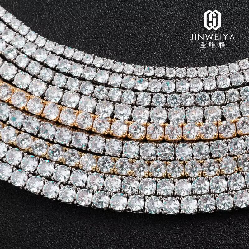 Hip Hop Iced Out VVS D Moissanite 3MM 4MM 5MM 6MM Tennis Chains New Arrival Price Pass Diamond Tester Rhodium 925 Sterling Silver