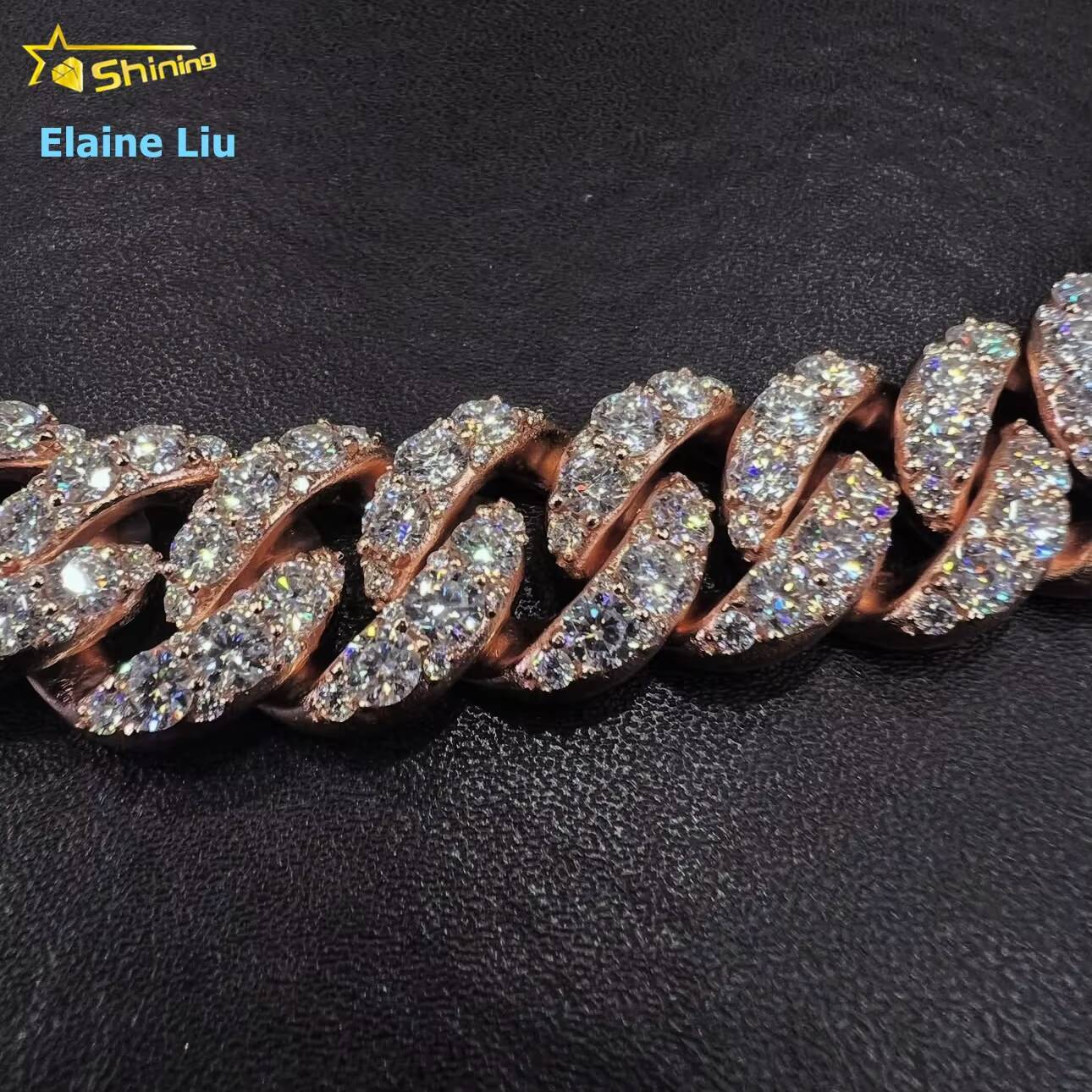16mm Width Fashion Iced Out Hip Hop Jewelry VVS Moissanite Diamond 925 Sterling Silver Miami Cuban Link Chain Necklace
