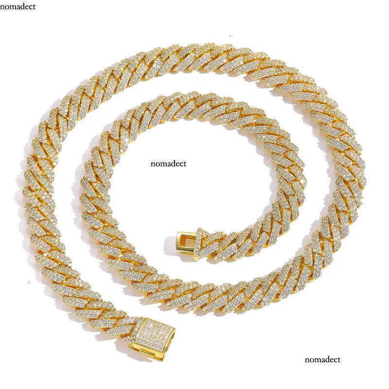 Moissanite Gold Sier Chains For Mens Womens Miami Cuban Link Chain Bracelets Necklace Jewelry 10mm e8