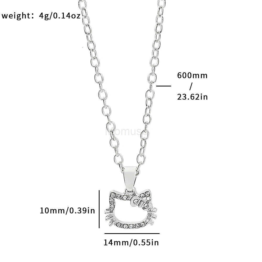 Sanrio Hello Kitty Anime Crystal Pendant Necklace Silver Color Clavicle Chain Girl Charms Jewelry Perfect Birthday Gift L250925