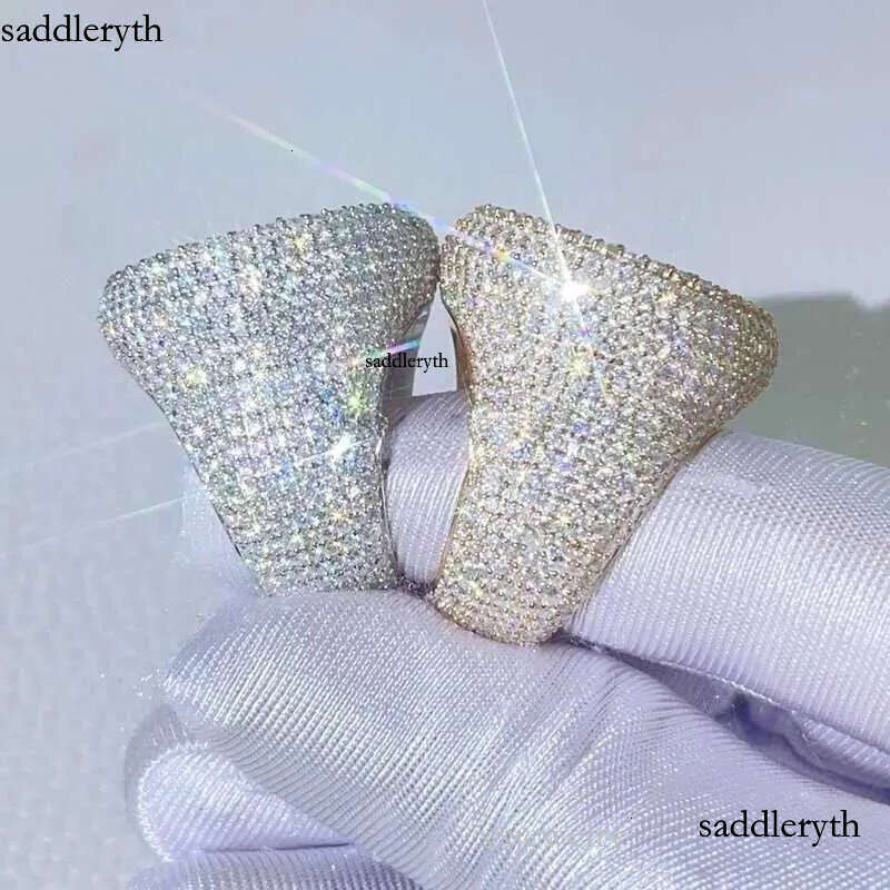 solid pass dia tester hip hop iced out men vvs moissanite rings sterg sier