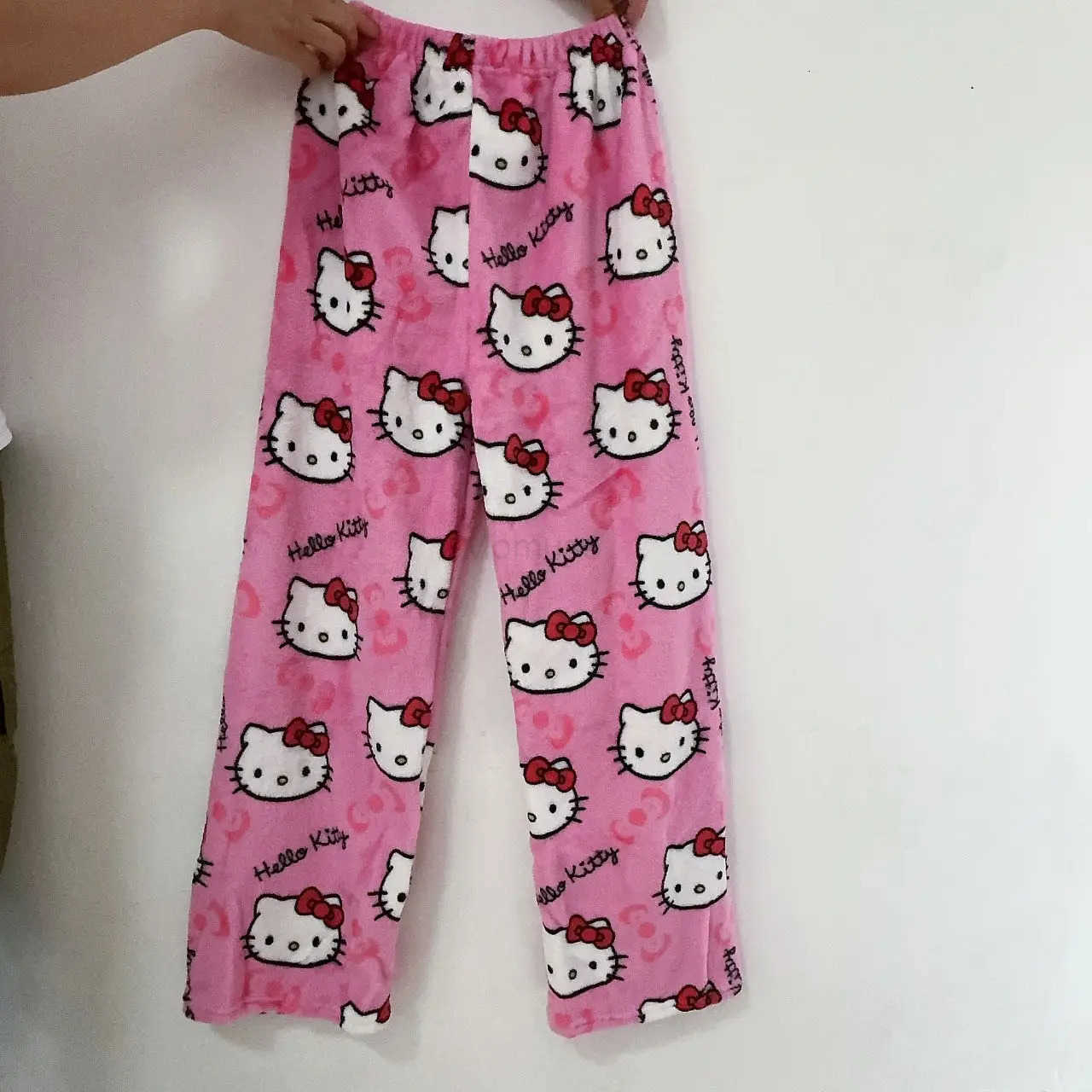Sanrio Anime HelloKitty Y2k Pajamas Pants Women Pjs Halloween Household Dress Kawaii Woolen Cartoon Casual Home Pants L250925