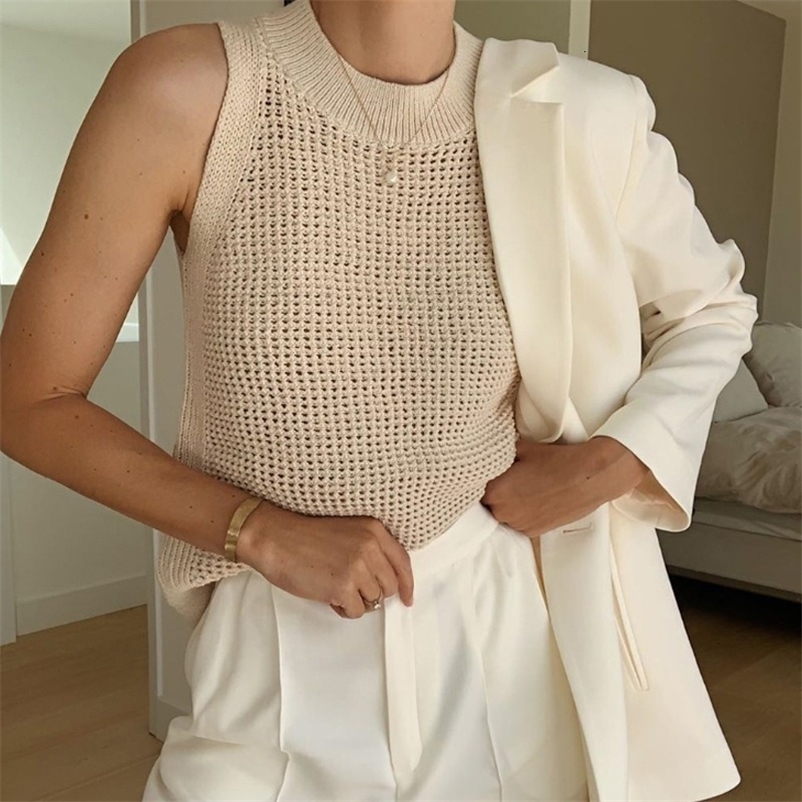Camisoles Tanks Hollow Tank Camis Tank Top Women's Summer Sleeveless Knitted Tank Top Women's Thin Basic Ice Silk Tank Top Women's 14