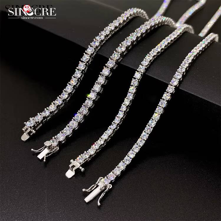 3Mm 2Mm Moissanite Tennis Chain China FaMoissaniteory Sinocre S925 Sterling Female