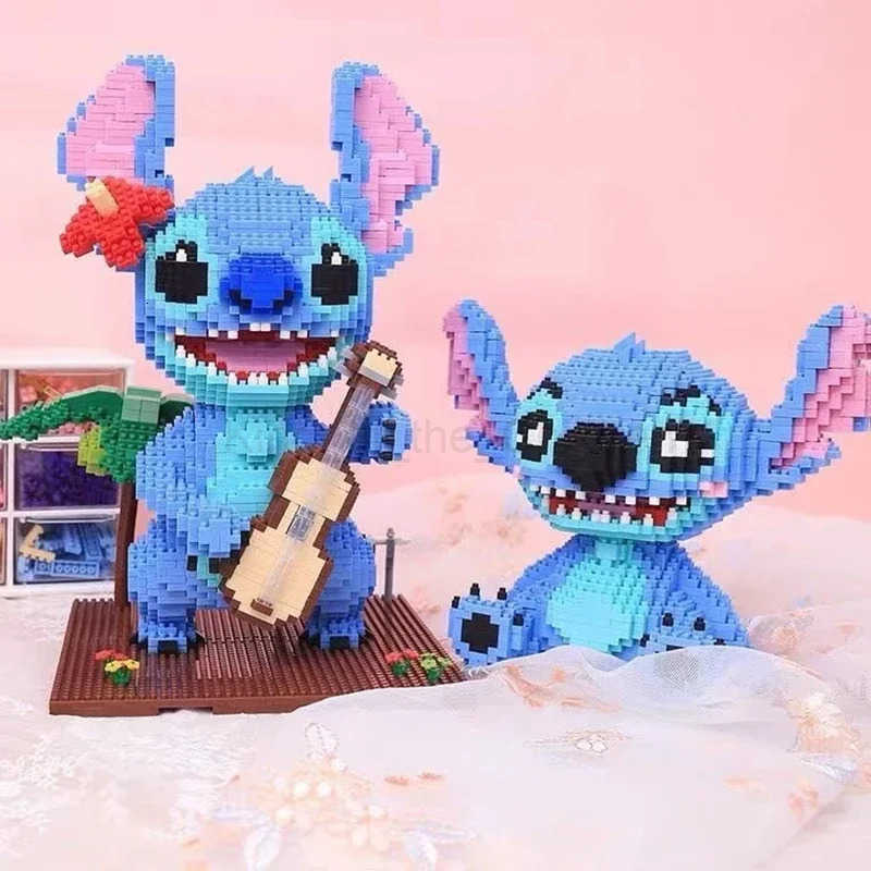 Disney Anime Stitch Building Blocks Angel Scrump Guitar Holding Book Stitch Model Assembled Toys Childrens DIY Mini Brick Figure H250925