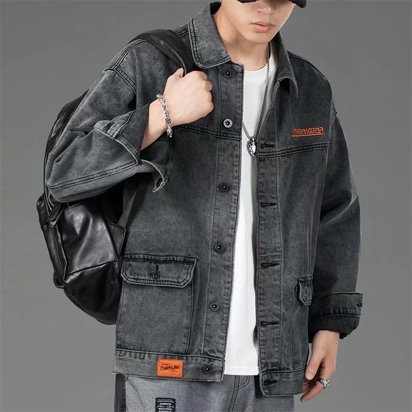 Men's Jackets Men Denim Jacket Streetwear Hip Hop Men's Jean Jackets Male Casual Loose Outerwear Korean Version Loose Overalls Coat S-4XL 23
