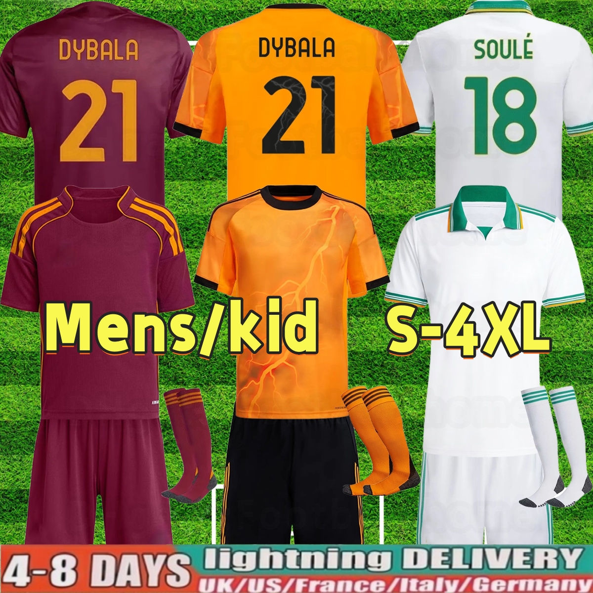 25 26 Maglia Roma Third Soccer Jerseys 2025 2026 PELLEGRINI home Away Pellegrini KONE CRISTANTE Dovbyk DYBALA Football Jersey Shirts Kit Players fans Men Kids