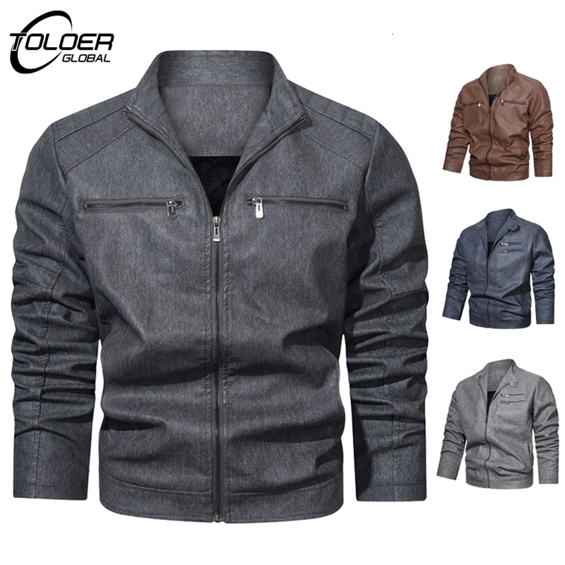 Men's Jackets Autumn Winter Casual Solid Fashion Slim Bomber Jackets High Quality Men's Zip Collar Outdoor Windbreaker Fleece Jacket Warm Co