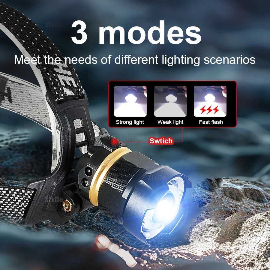 Super Bright Headlamp Sensor LED Headlight Most Powerful Long Range Head Flashlight Work Light USB Rechargeable Fishing Lantern J250925