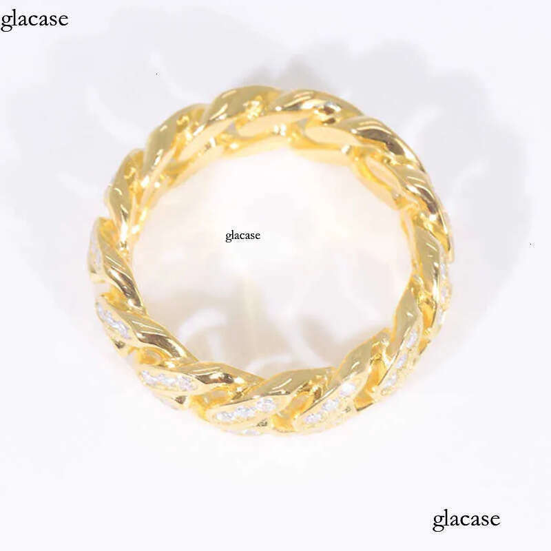 Custom Moissanite Cuban Ring S Sier with 2rows Hip Hop Mens White Gold Plated Vvs Dia Rings