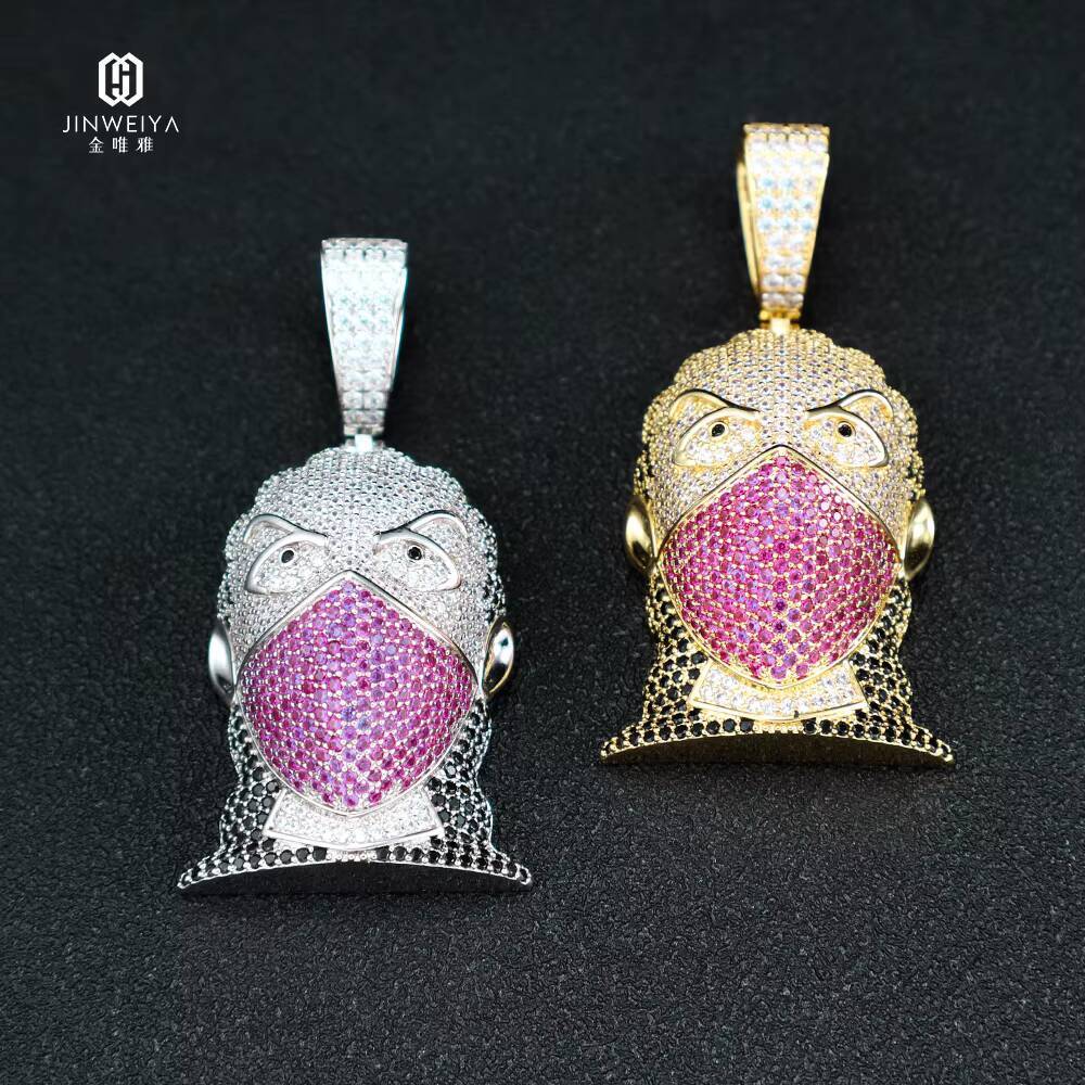 New Arrival 18K Gold Plated Link Chain Hip Hop Style Diamond Moissanite Iced out Pendant Necklace for Anniversary Occasions