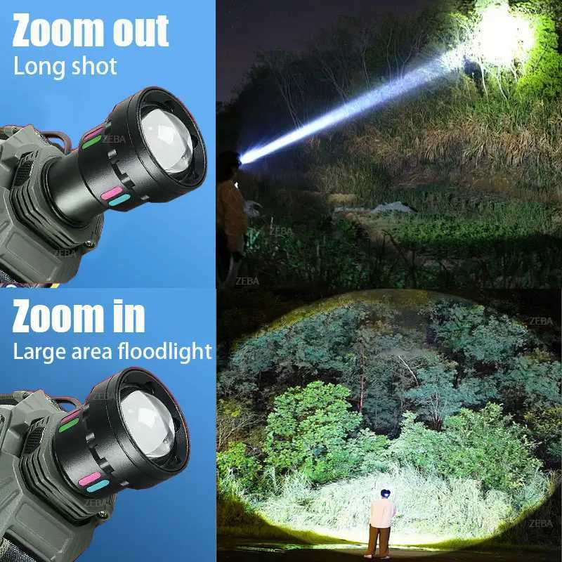 5000000LM Most Powerful LED Headlamp Sensor Head Flashlight High Power Headlight 18650 Rechargeable Head Lantern Fishing Camping J250925