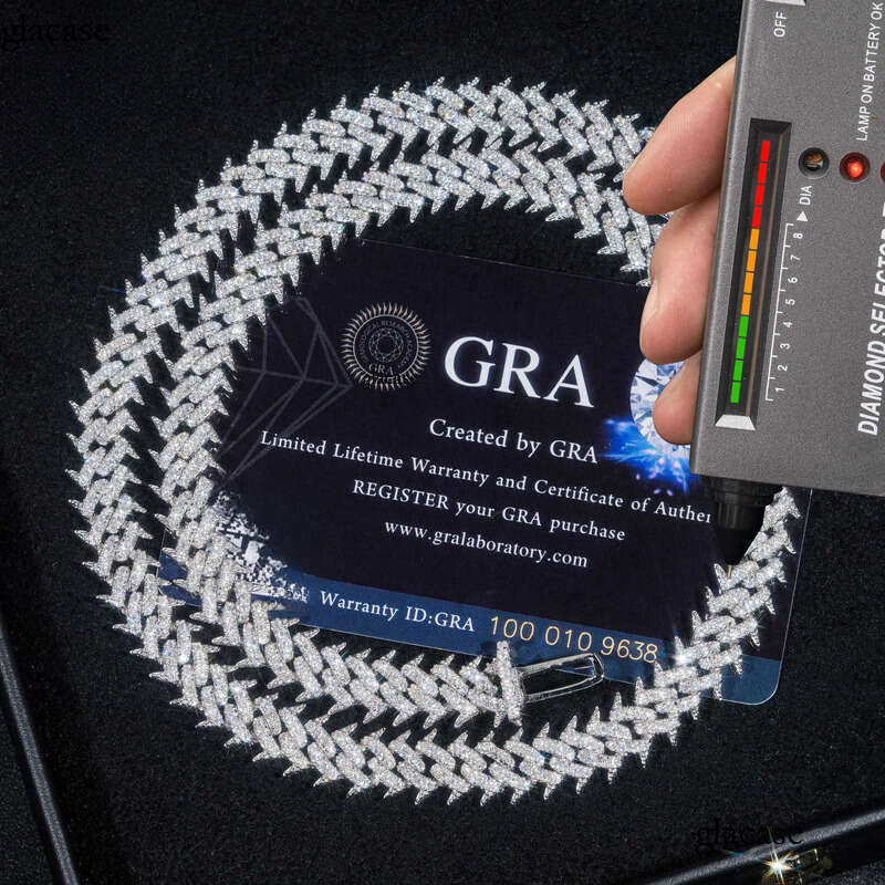 China supplier wholesale price 10mm spiked cuban link 14k gold plated VVS moissanite chain