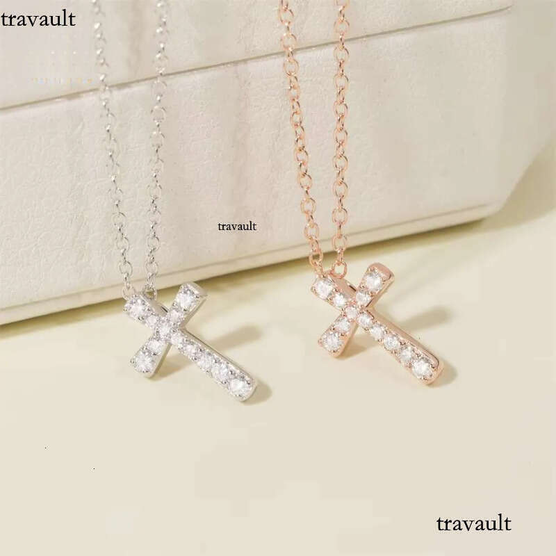 Pure Sterling Sier Jewelry Iced Out Design Moissanite for Women Wedding Gift Bling Cross Necklace