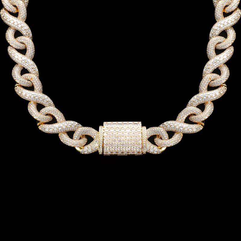 Iced Out Geometric Moissanite Cuban Link Chain Bracelet Hip Hop Gold Plated Bling Mens Heavy Miami Cuban Link bracelet Rapper Chains