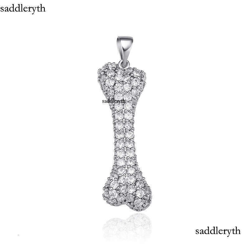 Mens Hip Hop Necklace Jewelry Sier Iced Out Bone Pendant Necklaces e7 d0 75