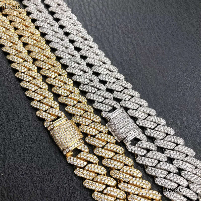 15mm Full Set Cuban Bracelet with Ribbed Plaid Necklace