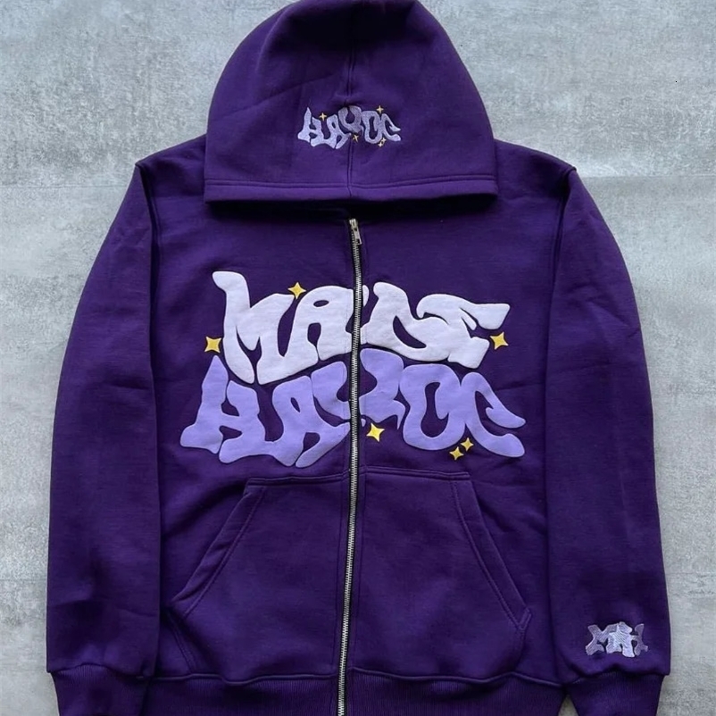 Y2K Letter Printed Hoodies Women Autumn Winter Harajuku Zip Up Hooded Sweatshirt Men Gothic Hip Hop Oversized Jackets Streetwear 240106