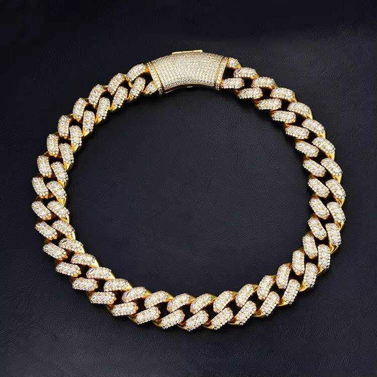 New Arrival Fashion Jewelry 18k Gold Plated SilverMoissanitemoissanite Link Chain Hip Hop Cadena Cubana Iced Out Necklace