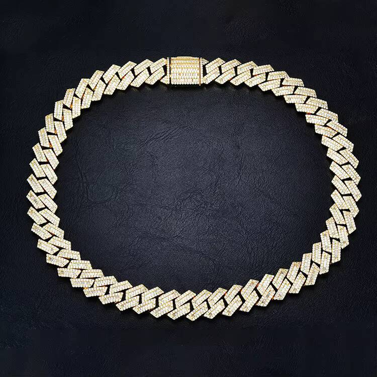 JWY New Fashion Hip hop Cuban Necklace Customized Trendized Gold And Silver Plated Cuban Link Chain For Man
